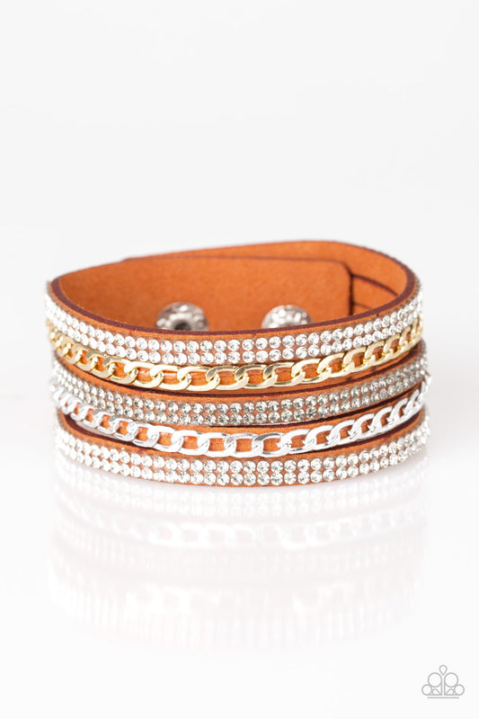 Paparazzi Fashion Fiend Orange Single Wrap Snap Bracelet - P9DI-UROG-039XX