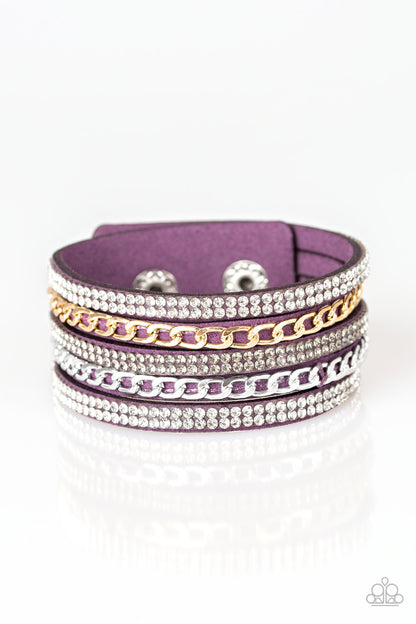 Paparazzi Fashion Fiend Purple Single Wrap Snap Bracelet - P9DI-URPR-041XX