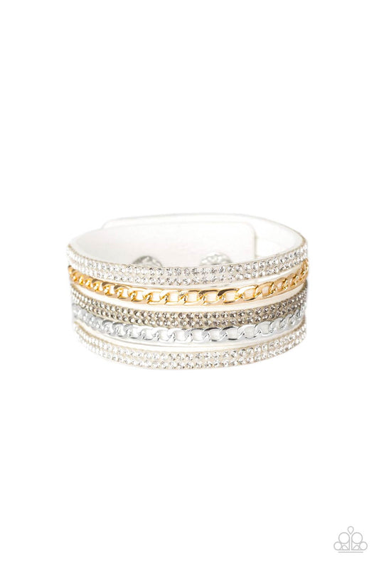 Paparazzi Fashion Fiend White Single Wrap Snap Bracelet - P9DI-URWT-066XX