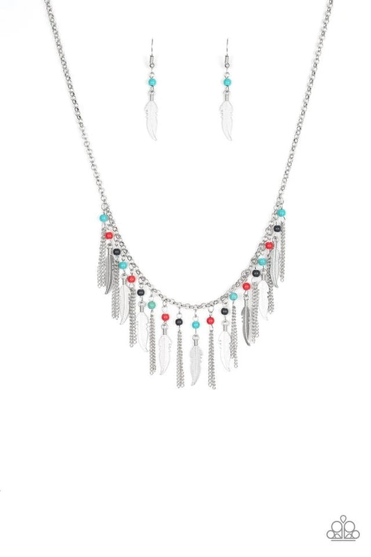 Paparazzi Feathered Ferocity Multi Short Necklace