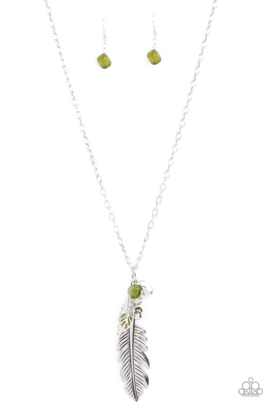 Paparazzi Feather Flair Green Long Necklace