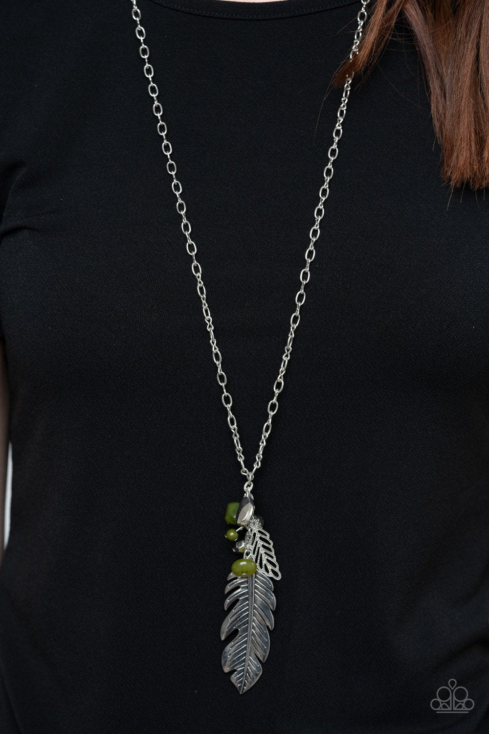Paparazzi Feather Flair Green Long Necklace