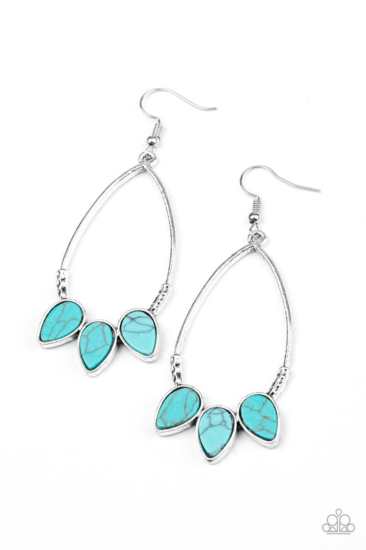 Paparazzi Fierce Frontier Blue Fishhook Earrings