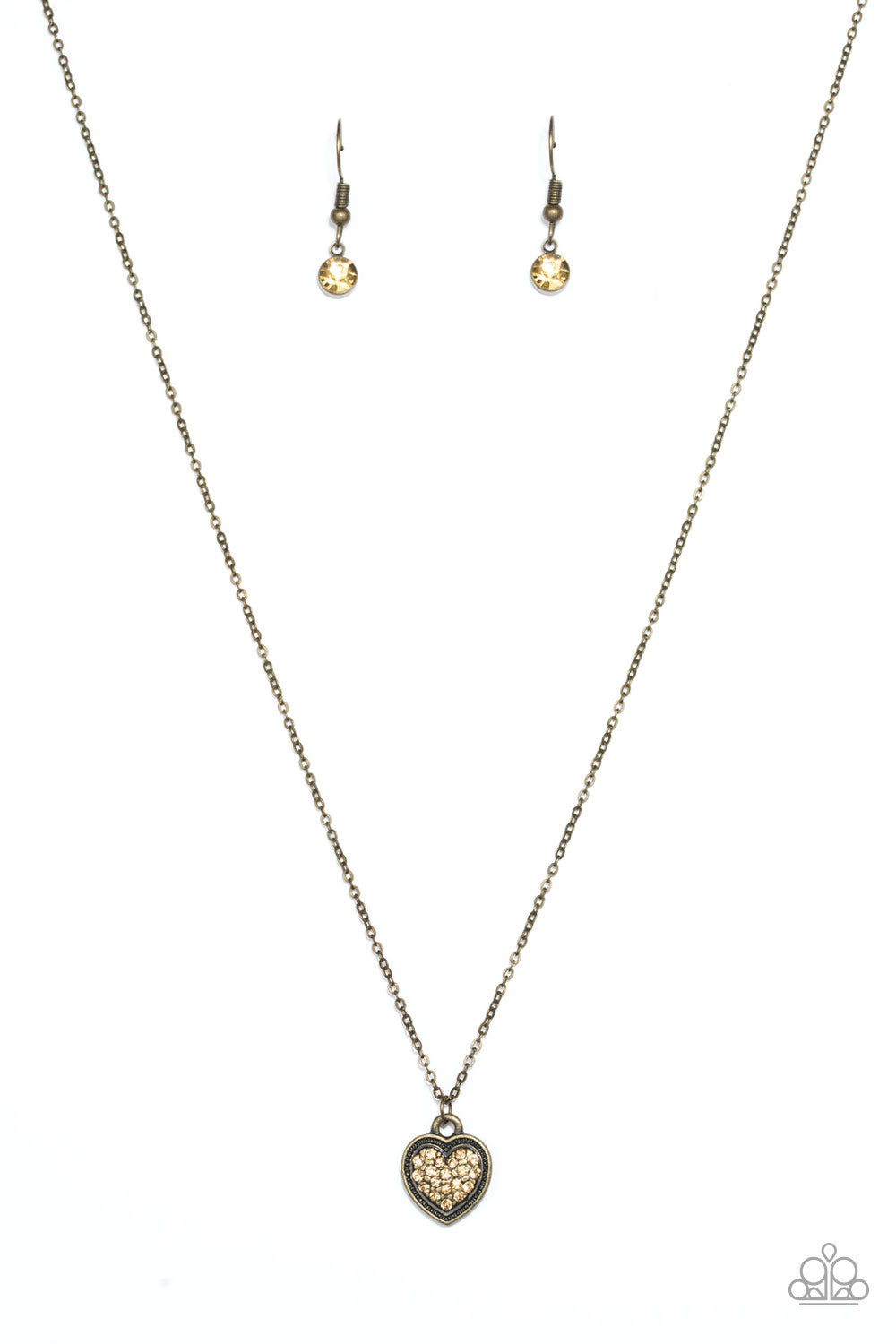 Paparazzi Fierce Flirt Brass Heart Short Necklace