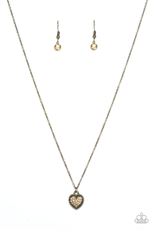 Paparazzi Fierce Flirt Brass Heart Short Necklace