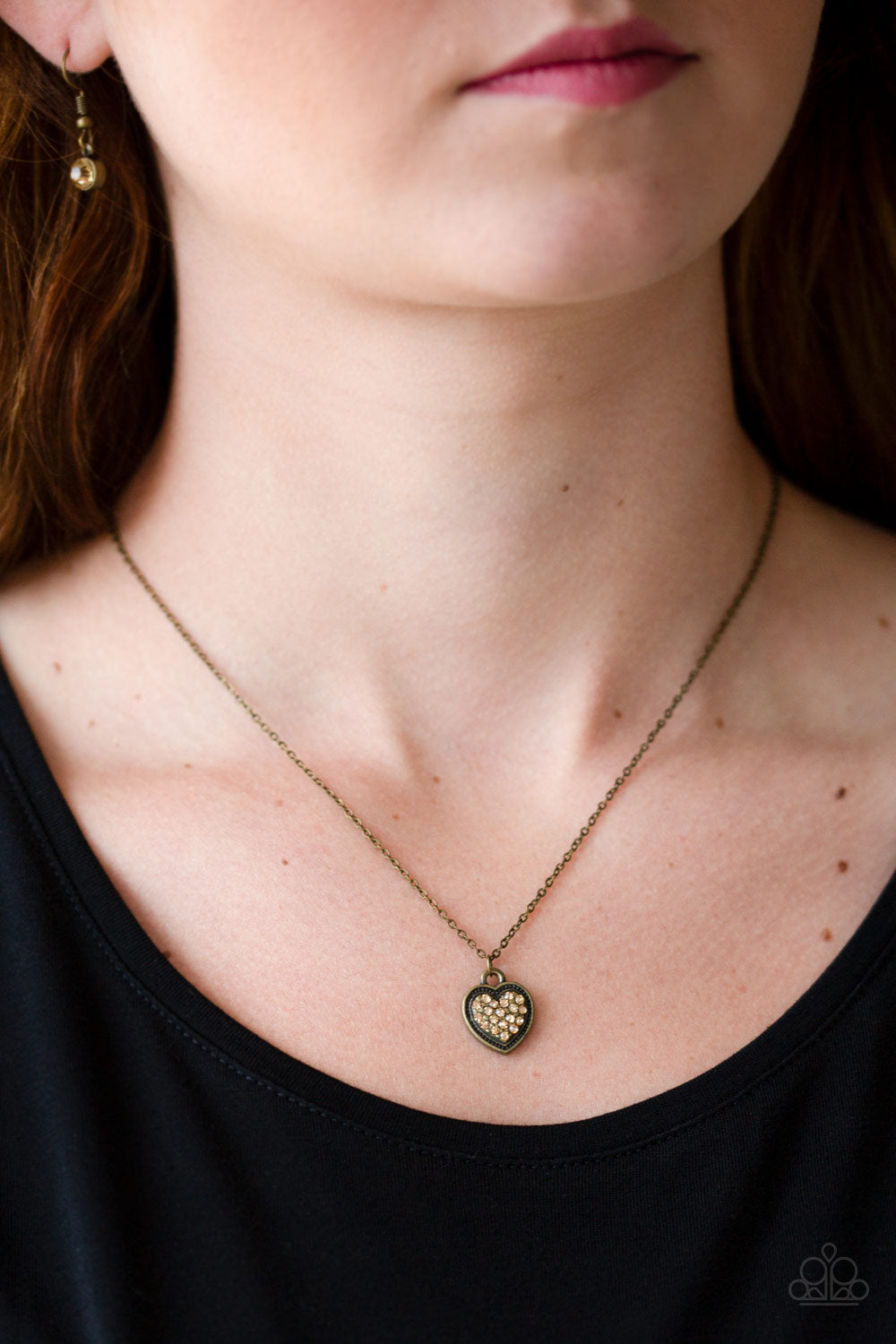 Paparazzi Fierce Flirt Brass Heart Short Necklace