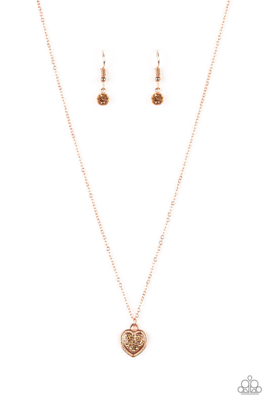 Paparazzi Fierce Flirt Copper Heart Short Necklace