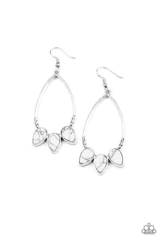 Paparazzi Fierce Frontier White Stone Fishhook Earrings