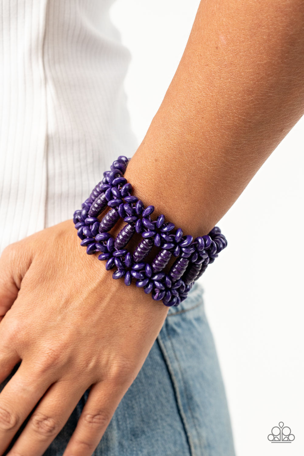 Paparazzi Fiji Flavor Purple Wood Stretch Bracelet