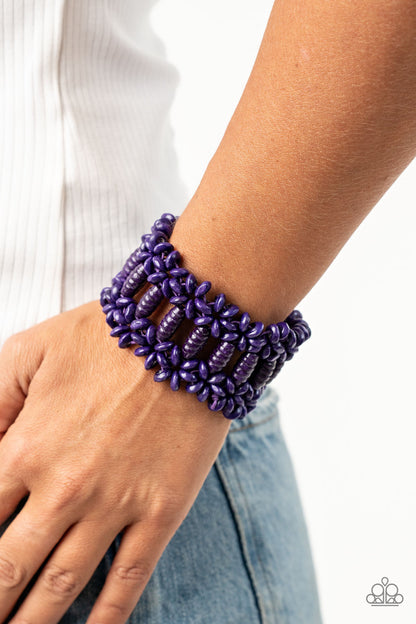 Paparazzi Fiji Flavor Purple Wood Stretch Bracelet
