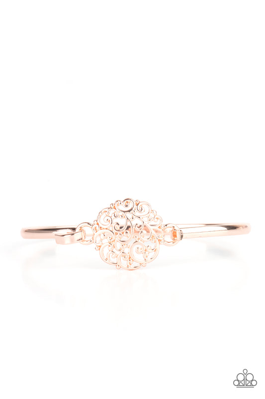 Paparazzi Filigree Fiesta Rose Gold Hinged Cuff Bracelet