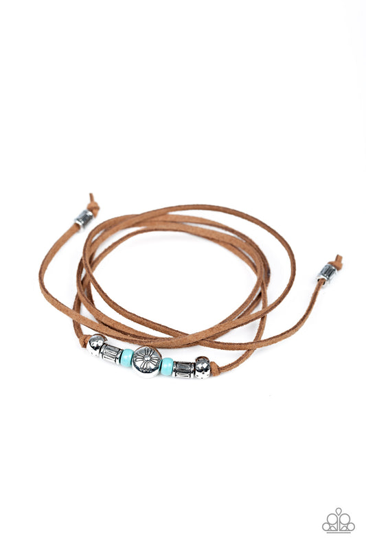 Paparazzi Find Your Way Blue Suede Tie Bracelet