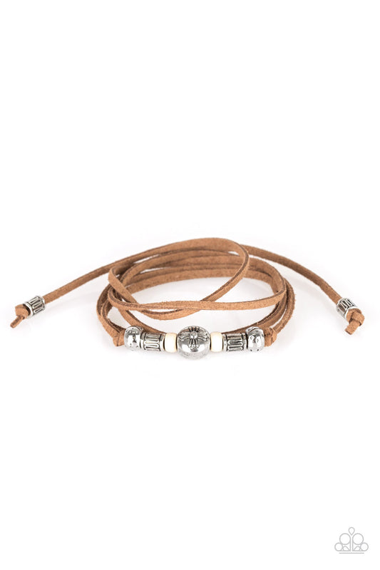 Paparazzi Find Your Way White Suede Tie Bracelet