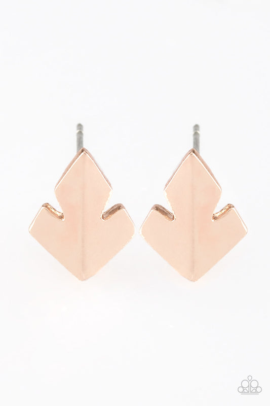 Paparazzi Fire Drill Rose Gold Post Earrings