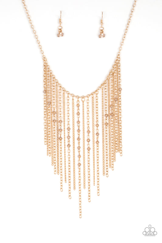 Paparazzi First Class Fringe Gold Short Necklace - P2ST-GDXX-046XX