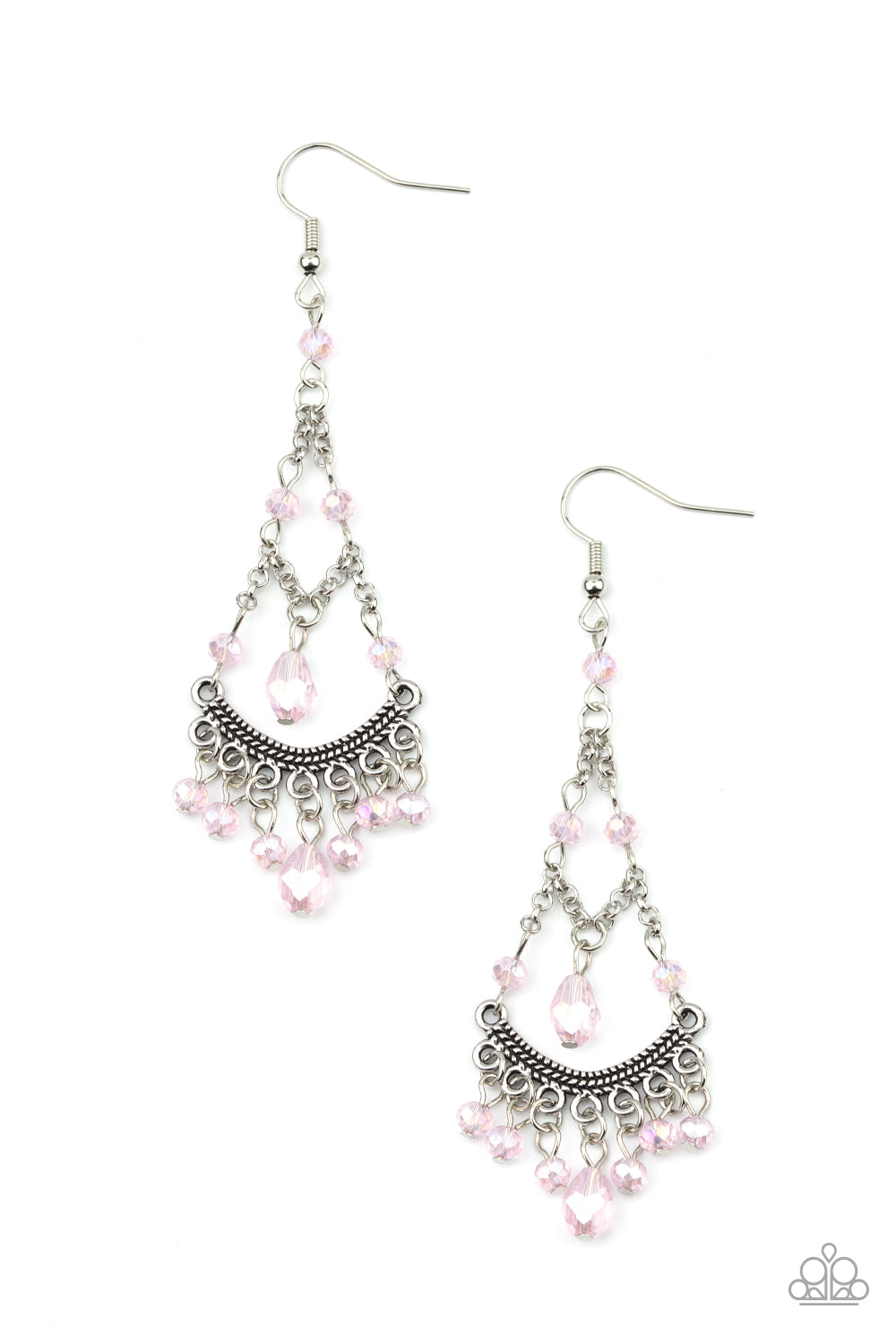 Paparazzi First In Shine Pink Fishhook Earrings