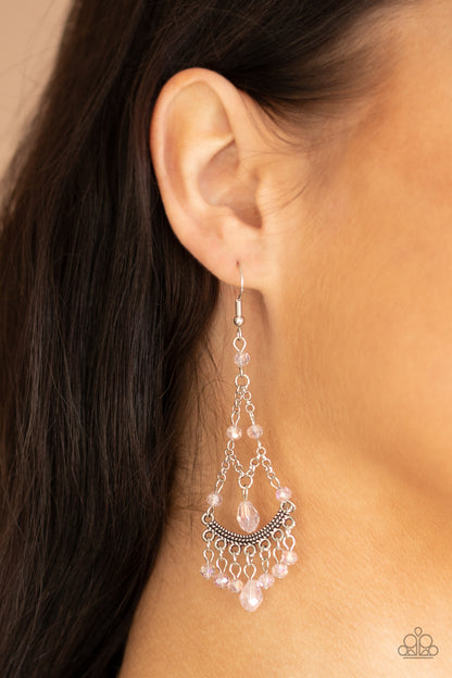 Paparazzi First In Shine Pink Fishhook Earrings