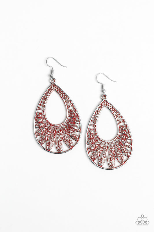 Paparazzi Flamingo Flamenco Red Fishhook Earrings