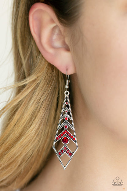 Paparazzi Flared Flair Red Fishhook Earrings