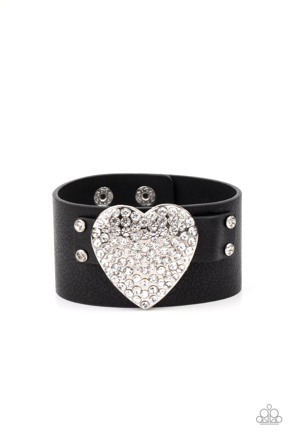 Paparazzi Flauntable Flirt Black Single Wrap Snap Bracelet - Life of the Party Exclusive July 2021