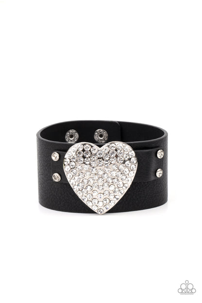 Paparazzi Flauntable Flirt Black Single Wrap Snap Bracelet - Life of the Party Exclusive July 2021