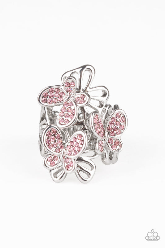 Paparazzi Flighty Flutter Pink Ring