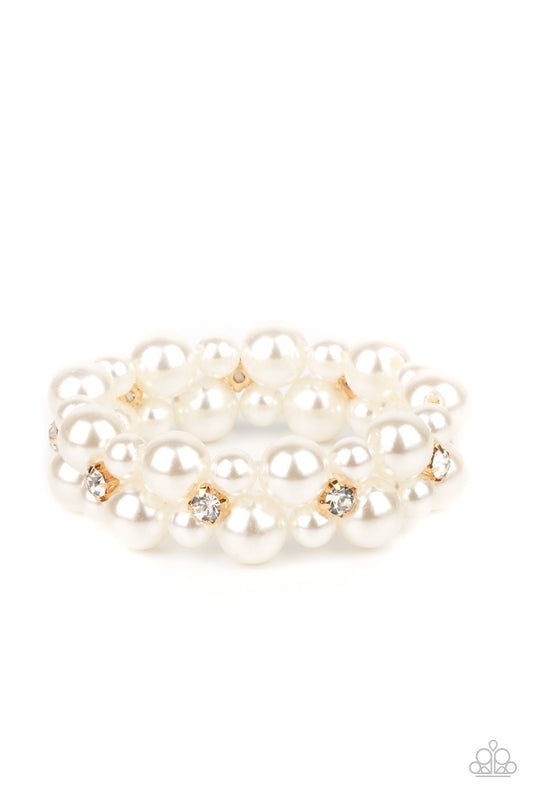 Paparazzi Flirt Alert Gold Stretch Bracelet