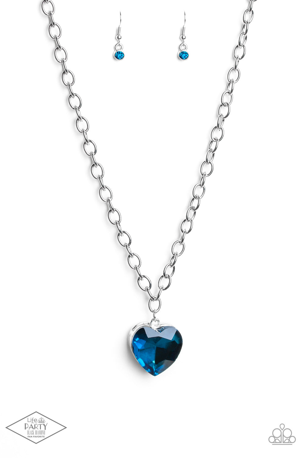 Paparazzi Flirtatiously Flashy Blue Heart Short Necklace - Life Of The Party Exclusive 2020