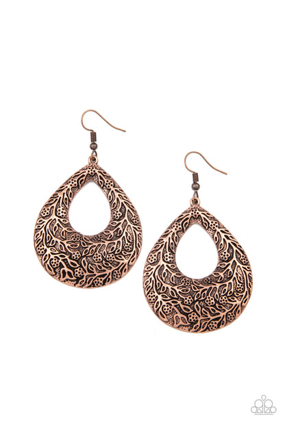 Paparazzi Flirtatiously Flourishing Copper Fishhook Earrings