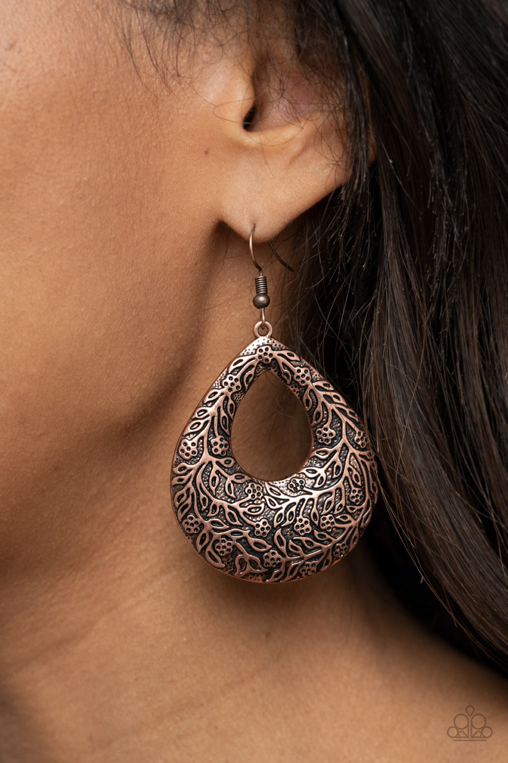 Paparazzi Flirtatiously Flourishing Copper Fishhook Earrings