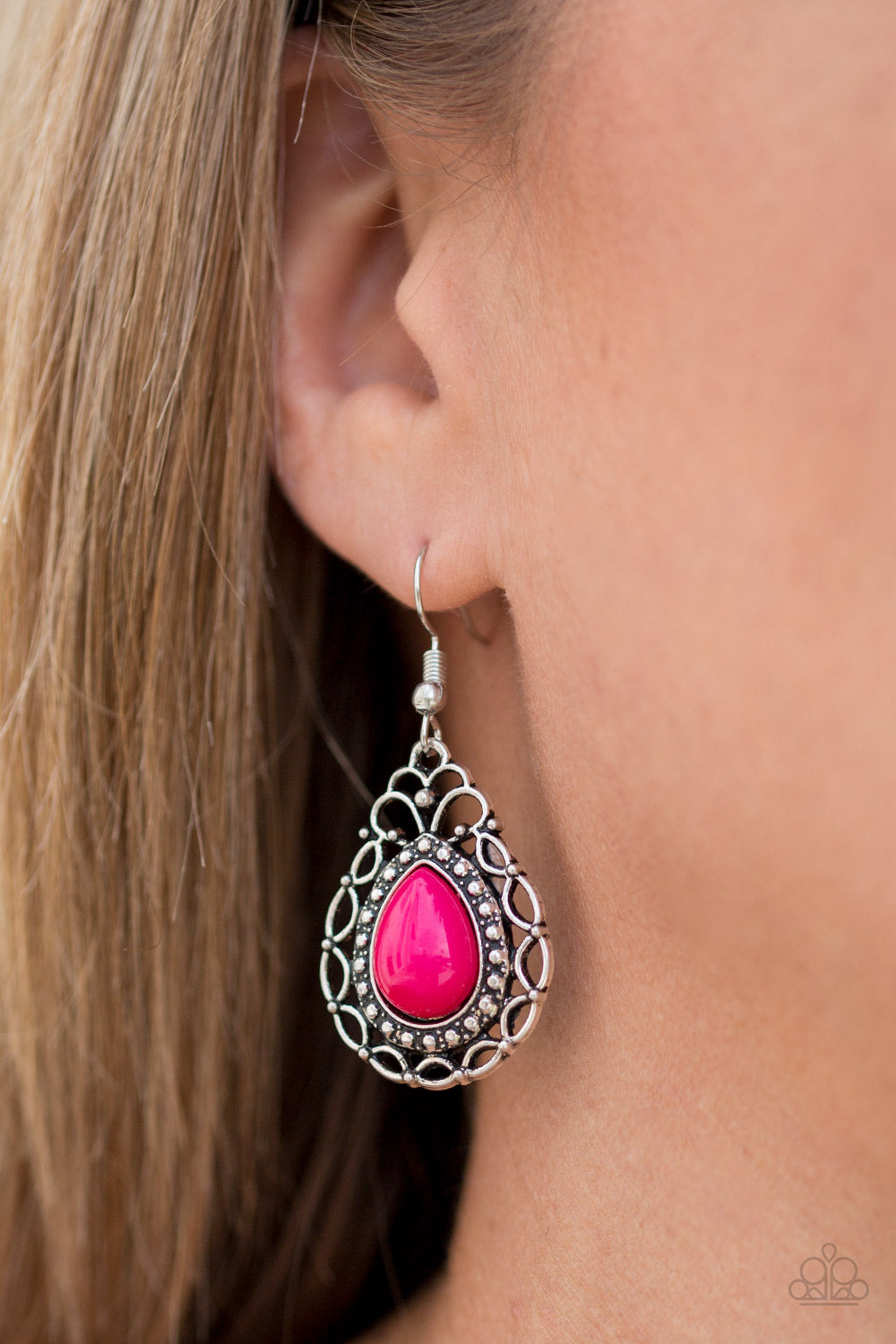 Paparazzi Flirty Finesse Pink Fishhook Earrings