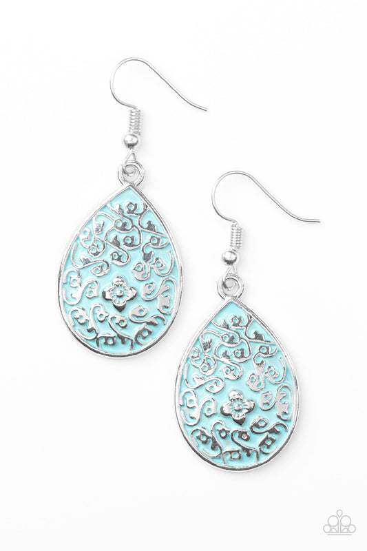Paparazzi Flirty Flower Girl Blue Fishhook Earrings