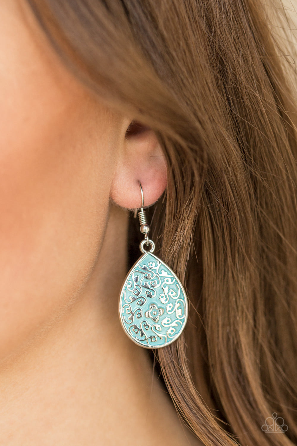 Paparazzi Flirty Flower Girl Blue Fishhook Earrings