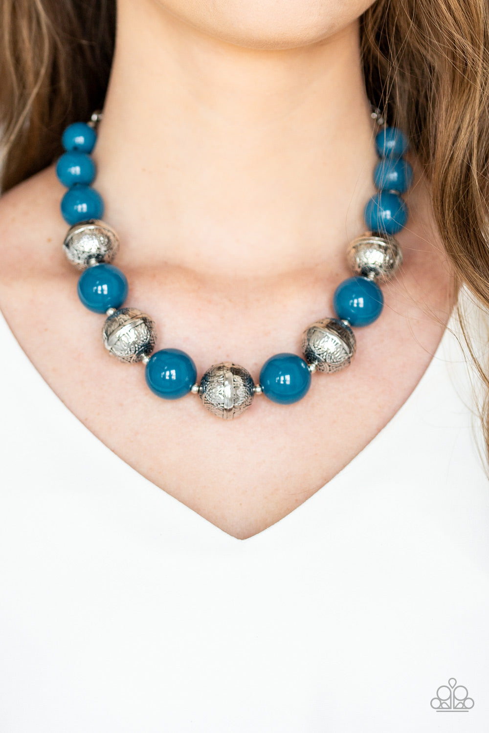 Paparazzi Floral Fusion Blue Short Necklace
