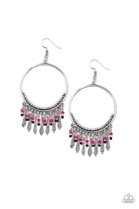 Paparazzi Floral Serenity Pink Fishhook Earrings - P5TR-PKXX-050XX