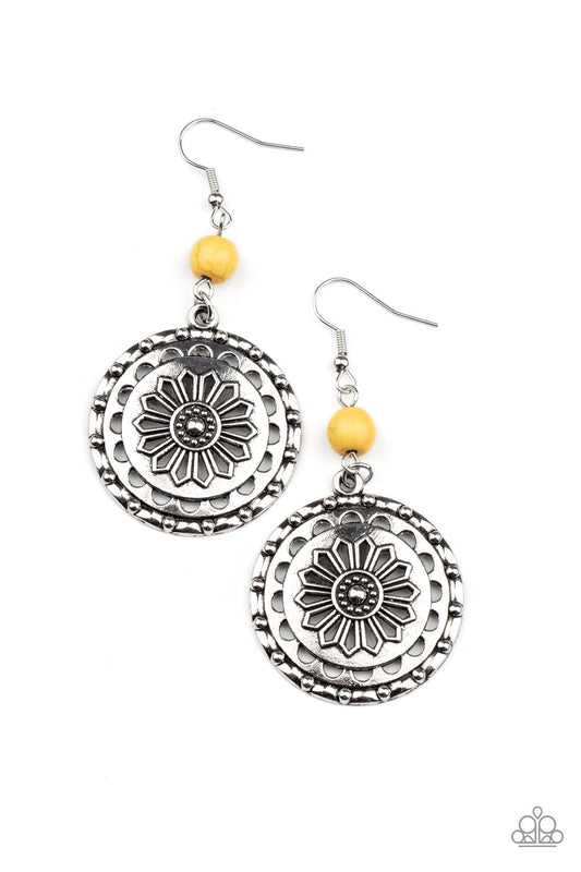 Paparazzi Flowering Frontiers Yellow Fishhook Earrings