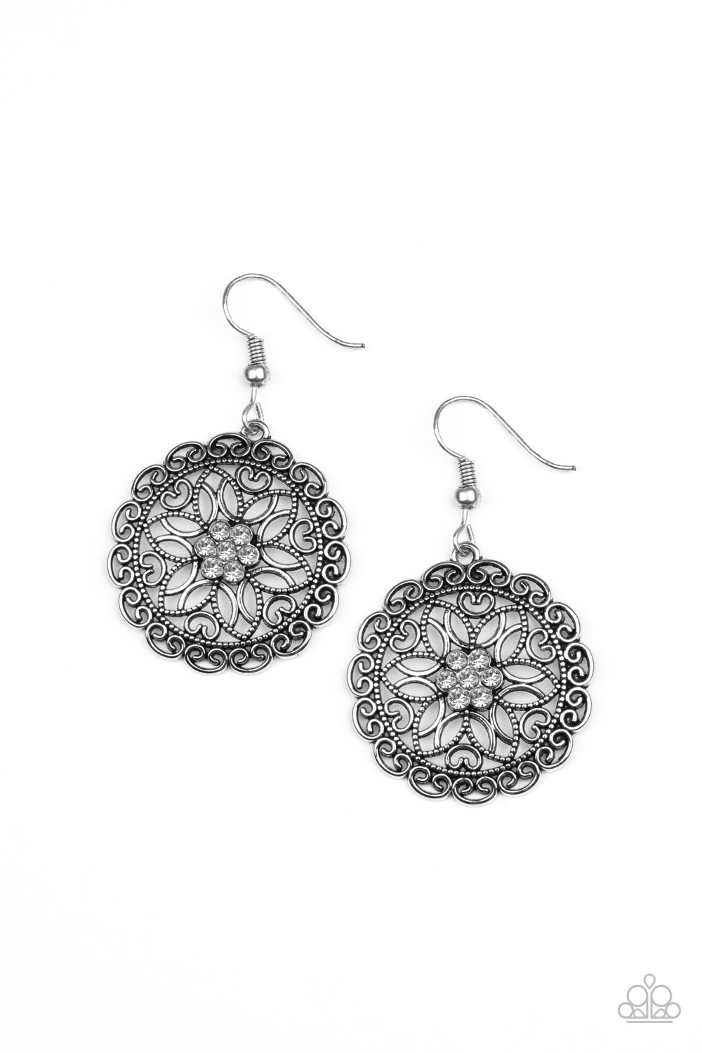 Paparazzi Flower Shop Sparkle White Fishhook Earrings