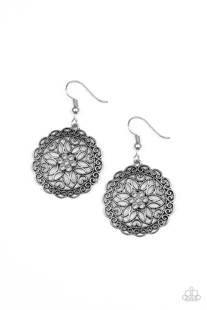 Paparazzi Flower Shop Sparkle White Fishhook Earrings