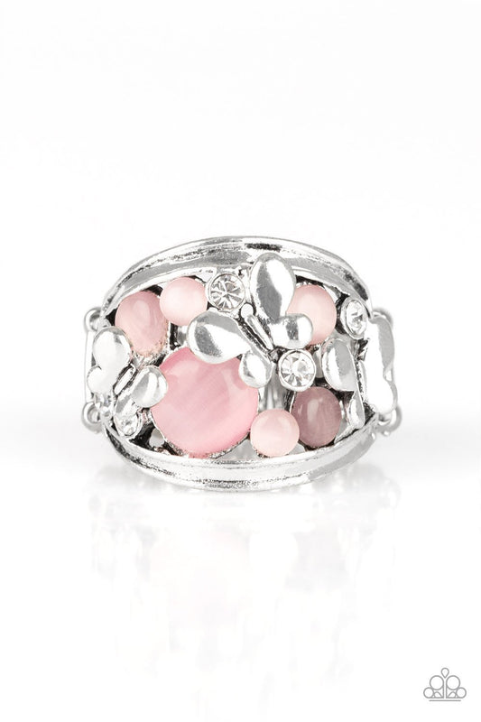 Paparazzi Flutter Me Up Pink Butterfly Ring
