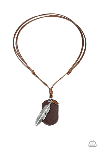 Paparazzi Flying Solo Brown Men's Short Necklace