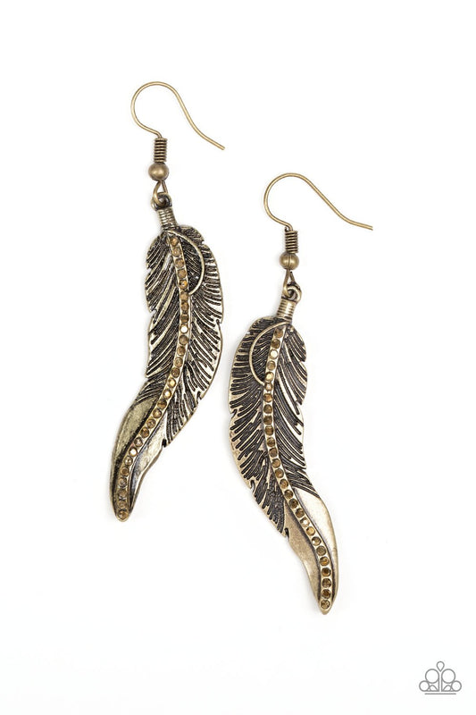 Paparazzi Fowl Play Brass Fishhook Earrings