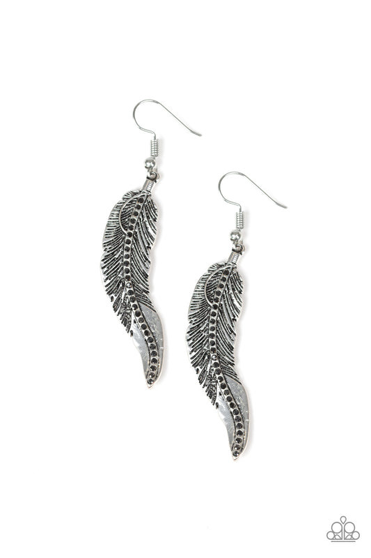 Paparazzi Fowl Play Silver Fishhook Earrings