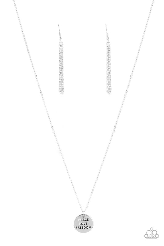 Paparazzi Freedom Isn't Free Silver Short Necklace