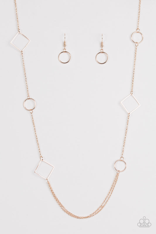 Paparazzi Full Frame Rose Gold Long Necklace - P2ST-PKXX-062XX