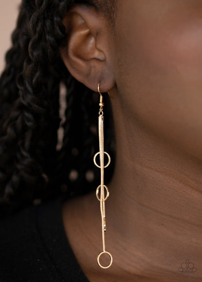 Paparazzi Full Swing Shimmer Gold Fishhook Earrings