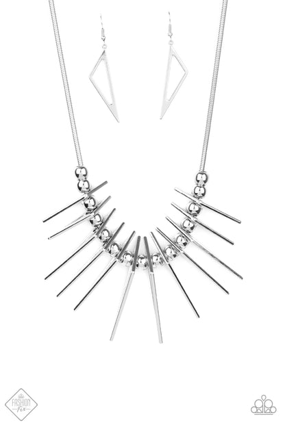Paparazzi Fully Charged Silver Short Necklace - Fashion Fix Sunset Sightings December 2020
