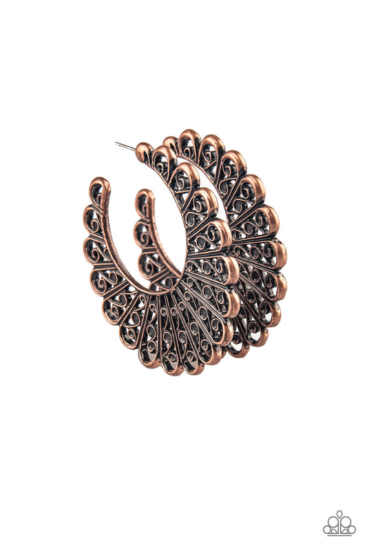 Paparazzi Funky Flirt Copper Post Hoop Earrings