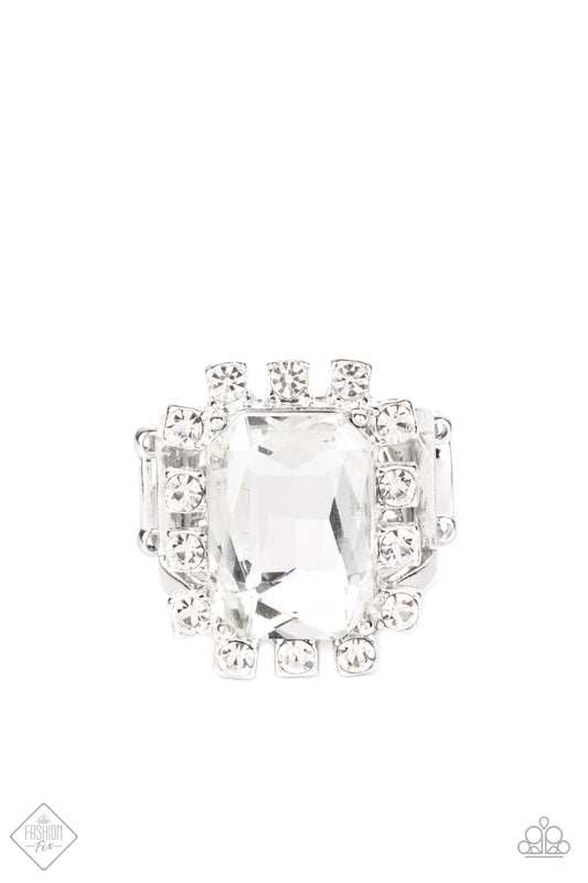 Paparazzi Galactic Glamour White Ring - Fashion Fix Sunset Sightings March 2021