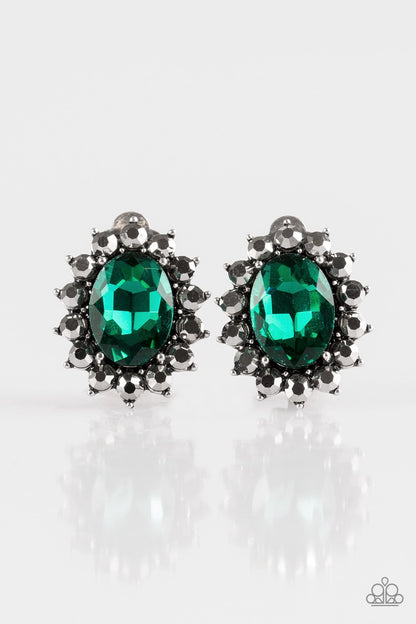 Paparazzi Gala Glamour Green Clip-On Earrings