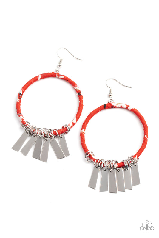 Paparazzi Garden Chimes Red Fishhook Earrings